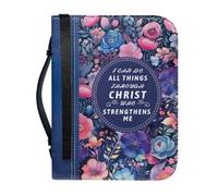 pochikiki-brand Funda para Biblia con cita bíblica y cremallera con cruz y frase de Dios para libros bíblicos bolsos de iglesia funda protectora transporte cuero PU bolso de mujer