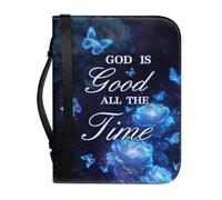 pochikiki-brand Funda para Biblia con cita bíblica y cremallera con cruz y frase de Dios para libros bíblicos bolsos de iglesia funda protectora transporte cuero PU bolso de mujer