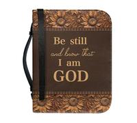 pochikiki-brand Funda para Biblia con cita bíblica y cremallera con cruz y frase de Dios para libros bíblicos bolsos de iglesia funda protectora transporte cuero PU bolso de mujer