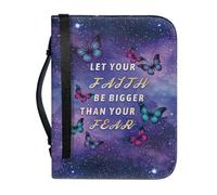 pochikiki-brand Funda para Biblia con cita bíblica y cremallera con cruz y frase de Dios para libros bíblicos bolsos de iglesia funda protectora transporte cuero PU bolso de mujer