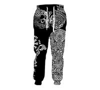 pochikiki-brand Pantaloni da Jogging Viking da uomo Pantaloni Harem con Coulisse e Stampa Viking per gli Amanti Della Cultura nordica