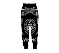 pochikiki-brand Pantaloni da Jogging Viking da uomo Pantaloni Harem con Coulisse e Stampa Viking per gli Amanti Della Cultura nordica
