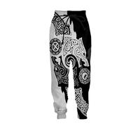 pochikiki-brand Pantaloni da Jogging Viking da uomo Pantaloni Harem con Coulisse e Stampa Viking per gli Amanti Della Cultura nordica