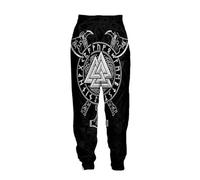 pochikiki-brand Pantaloni da Jogging Viking da uomo Pantaloni Harem con Coulisse e Stampa Viking per gli Amanti Della Cultura nordica