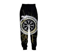 pochikiki-brand Pantaloni da Jogging Viking da uomo Pantaloni Harem con Coulisse e Stampa Viking per gli Amanti Della Cultura nordica