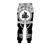 pochikiki-brand Pantaloni da Jogging Viking da uomo Pantaloni Harem con Coulisse e Stampa Viking per gli Amanti Della Cultura nordica