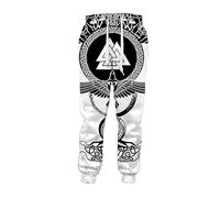 pochikiki-brand Pantaloni da Jogging Viking da uomo Pantaloni Harem con Coulisse e Stampa Viking per gli Amanti Della Cultura nordica