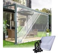 POCHY Exterior Impermeable Lona Cortinas con Ojales Paneles Laterales Lona Transparente, para Porche Pérgola Jardín Personalizable (8'x8'/2.5x2.5m)
