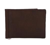 pocket Bazar Bazar - Cartera para hombre de piel auténtica marrón con pinza para billetes, marrón, M, billetera, marrón, M, cartera