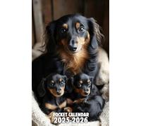 Pocket Calendar 2025-2026: 2 Year Pocket Planner January 2025 to December 2026, Cute Dachshund mom and Puppies Cover