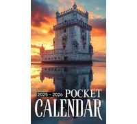 Pocket Calendar 2025-2026: 24-Month Purse Planner with Uplifting Quotes | Small Organizer from January 2025 to December 2026 | Belem Tower Lisbon Portugal at Sunset