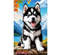 Pocket Calendar 2025-2026: Alaskan Malamute Puppies Cover, 24 Months Monthly Planner, Small Size 4*6.5 inches