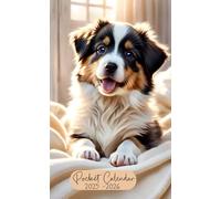 Pocket Calendar 2025-2026: Australian Shepherd Puppies Cover, 24 Months Monthly Planner, Small Size 4*6.5 inches
