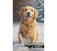 Pocket Calendar 2025-2026: Two-Year Monthly Planner for Purse with Inspirational Quotes | 24 Month Small Organizer January 2025-December 2026 | Playful Winter Golden Retriever Dog Cover