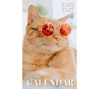 Pocket Calendar 2026-2027: 2-Year Planner with Uplifting Quotes and Minimal Monthly Organizer in Funny Ginger Cat with Glasses Cover