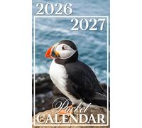 Pocket Calendar 2026-2027: 24-Month Agenda with Encouraging Quotes and Portable Size with Colorful Atlantic Puffin Design for Calm Focus