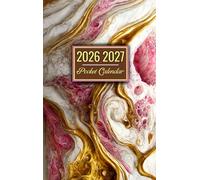 Pocket Calendar 2026-2027 For Purse: monthly planner From January 2026 - December 2027 with gold marble cover Design ,Small Size