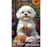 Pocket Calendar 2026-2027: Two-Year Monthly Planner for Purse, 24 Months from January 2026 to December 2027 with Inspirational Quotes | White Shih Tzu puppy with Yar Cover