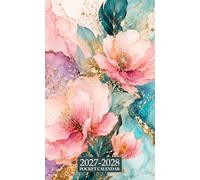Pocket Calendar 2027-2028 for Purse: 2 Year Small Size Monthly Planner from January 2027 to December 2028 | Flower Marble Cover