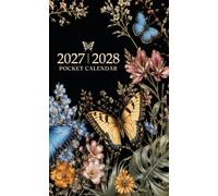 Pocket Calendar 2027-2028 for Purse: 2 Year Small Size Monthly Planner from January 2027 to December 2028 | Vintage Butterfly Botanical Cover