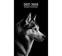 Pocket Calendar 2027-2028 for Purse: Small 2 Year Monthly Planner from January 2027 to December 2028 | Siberian Husky Black Cover Design
