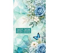 Pocket Calendar 2027-2028 for Purse: Two Year Small Size Monthly Planner from January 2027 to December 2028 | Butterfly Blue Rose Cover