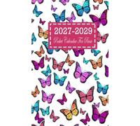 Pocket Calendar 2027-2029 for Purse: 3 Years from January 2027 to December 2029 with Holidays & Motivational Quotes, Small Size 4 x 6.5, Butterfly Design