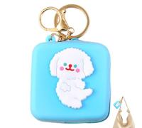 Pocket Charm Keeper - Monedero de silicona, cremallera para llaves estampada, llavero de silicona con bonito diseño estampado, mini bolsa multiusos con cierre de cremallera y clip de llavero de metal