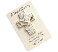 Pocket Cross Blessing Keepsake, Handmade Christian Faith Gift, Scripture Verse Card Token Set, Inspirational Spiritual Comfort Charm, Portable Prayer Reminder Piece, for Adults Kids Travel Camping Use