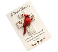 Pocket Cross Blessing Keepsake, Handmade Christian Faith Gift, Scripture Verse Card Token Set, Inspirational Spiritual Comfort Charm, Portable Prayer Reminder Piece, for Adults Kids Travel Camping Use