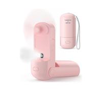 Pocket Fan, Portable Mini Handheld Fan Mist Fan, Quiet Foldable Personal Usb Rechargeable Fan with Power Bank for Office/travel (pink)