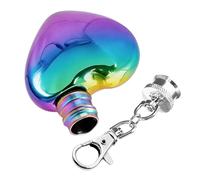 Pocket Flask, Novelty Keychain Accessory, Small Heart-Shaped Vessel, Leakproof Alcohol Caddy, Backpack Hiking Gear, Polished Steel Container For Party Travel Camping Men