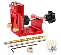 Pocket hole jig Set,Kit de plantilla de orificio de bolsillo, plantilla de perforación oblicua para madera, Carpintería ajustable Broca de agujero ciego Posicionador de riel de encofrado