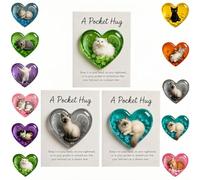 Pocket-Hug Cat Card, Heart-Shaped Handmade Token for Lovers, Resin Emotional Support-Card, Christmas for Coworkers Cat Lovers (3Pcs-B)