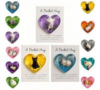 Pocket-Hug Cat Card, Heart-Shaped Handmade Token for Lovers, Resin Emotional Support-Card, Christmas for Coworkers Cat Lovers (3Pcs-A)