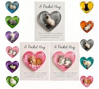 Pocket-Hug Cat Card, Heart-Shaped Handmade Token for Lovers, Resin Emotional Support-Card, Christmas for Coworkers Cat Lovers (3Pcs-F)