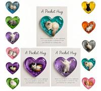 Pocket-Hug Cat Card, Heart-Shaped Handmade Token for Lovers, Resin Emotional Support-Card, Christmas for Coworkers Cat Lovers (3Pcs-E)