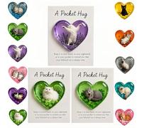 Pocket-Hug Cat Card, Heart-Shaped Handmade Token for Lovers, Resin Emotional Support-Card, Christmas for Coworkers Cat Lovers (3Pcs-G)
