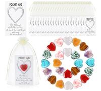 Pocket Hug Heart Stone, Natural Healing Crystals, Comfort Cards, Inspirational Token, Sentimental Present, Small Motivational Gift Crystal Stone, Paper, Friendship, Support