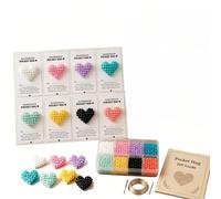 Pocket Love - Kit de manualidades de cuentas 3D para construir dijes de corazón con cuentas de plástico, guía de agujas de hilo y tarjeta sentimental