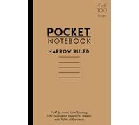 Pocket Notebook Narrow Ruled Paper: 100 Numbered Pages with Index (50 Sheets), 4 x 6 Inches Size, 1/4" (6.4 mm) Line Spacing