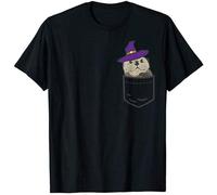 Pocket Otter Witch Hat Cute Halloween 2020 Animal Lover Gift Mens T-Shirt Funny Gift Black 3XL