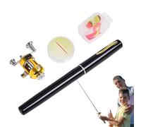 Pocket Pen Fishing Rod- Barra compacta y combinación de Rodillos, Miniatura - Mástil de de Viaje, diseño Ligero y portátil, Barra de Estilo Pluma para Excursionistas, Aventuras al Aire