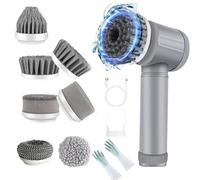 Pocket Pony Scrubber, Portable Handheld Waterproof Electric Spin Power Scrubber as Seen on TV, Cordless Detachable Cleaning Brush, with Multiple Replaceable Heads for Bathroom,Kitchen (8-Brush)