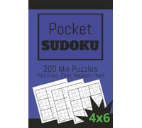 POCKET SUDOKU 200 MIX PUZZLES. VERY EASY, EASY, MEDIUM AND HARD. 4x6 in.: Travel sized. Logic Puzzles for Brain Training and Fun (POCKET SIZED SUDOKU)