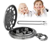 Pocket Watch Dice - Conjunto de papel de metal, kit de viaje compacto | Herramientas de poliédrica Vintage, estuche de Almacenamiento decorativo para El de Mesa de Mesa de Mesa de la Tabla de ta