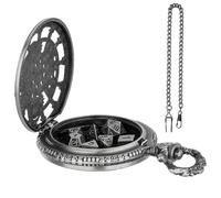Pocket Watch Dice, Family Dice for Game, Metal Polyhedral Dice Set, Vintage Pocket Watch Case Dice for Tabletop and Board Games, Polyhedral Dice Set for Tabletop Games, Vintage Pocket Watch Dice