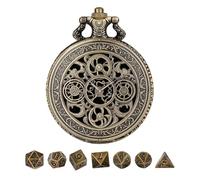 Pocket Watch, Dice Set, Game Accessories, Lightweight Alloy Design, Vintage Style Kit, Chain Included, Compact Size, for Men Women Gamers, Tabletop Use