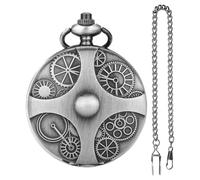 Pocket Watch Dice Set, Steampunk Gear Dice, Portable Dice Necklace, Role Playing Dice Set, Table Dice Decoration, Pocket Watch Necklace for Role Playing Board Games, Table Decor, Silver Gray, Se