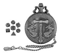 Pocket Watch Dice Set, Unique Dragon Metal Polyhedral Dice, Vintage Shell Case, Gothic Role-Playing Board Game Accessory, Improved Efficiency, Perfect for Adults & Kids